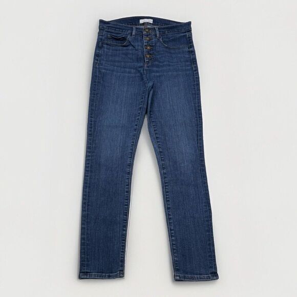 Loft Jeans Womens 28/6 High Rise Skinny Button Fly Blue Denim Measures 30 x 26.5 - Picture 1 of 10